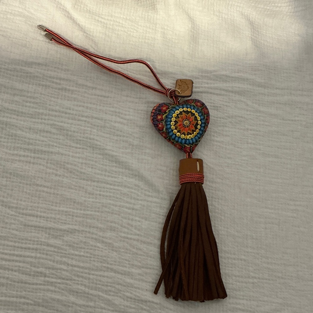 Consuela  Seffie Heart Keychain with Brown Tassel